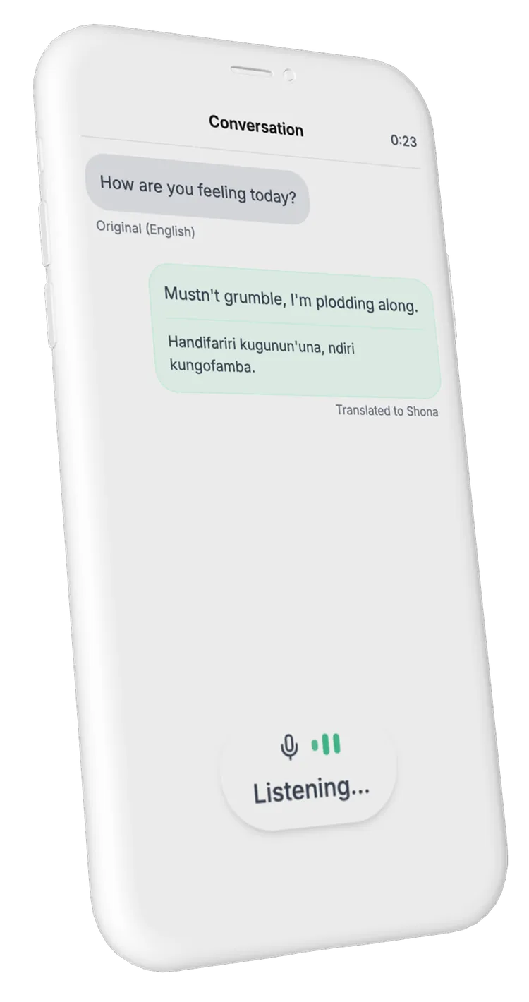 Conversation Helper - Real-time language translation during care