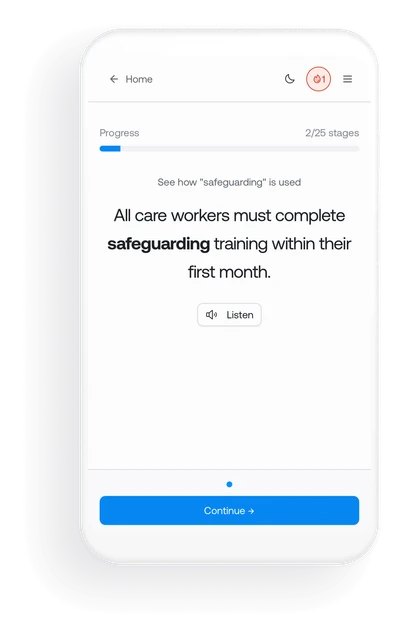 Vocabulary learning interface