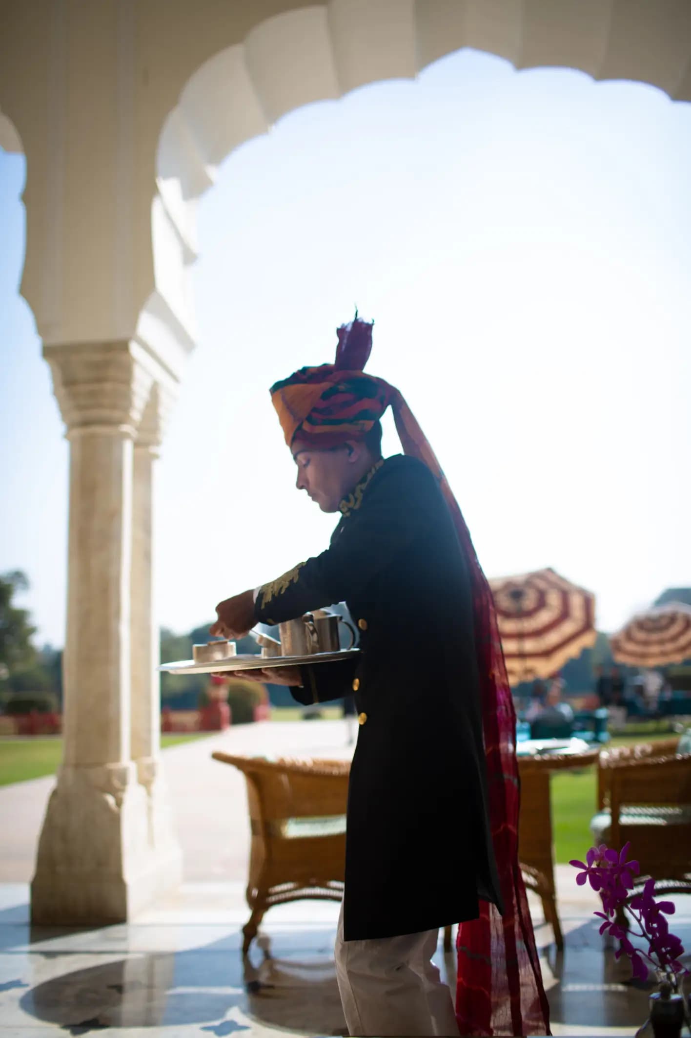 Person serving outdoors